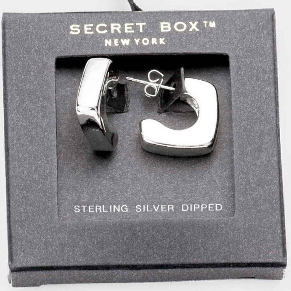 1 LEFT!! STERLING SILVER SQUARE HOOP EARRINGS